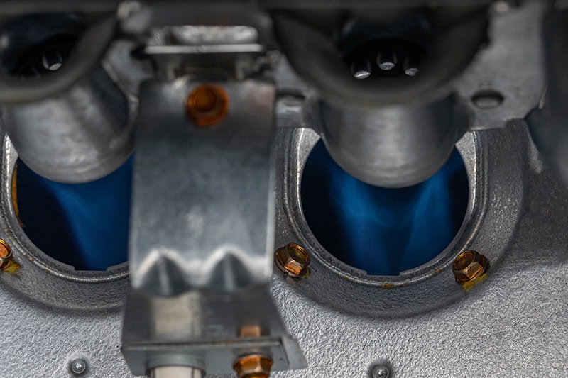 close-up of a furnace burner.