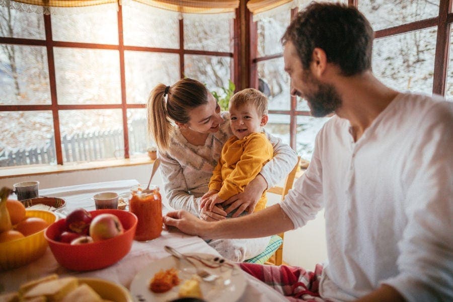 White family in the kitchen in Olathe